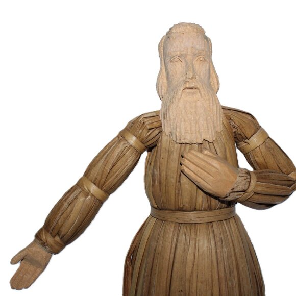 Vintage Rare Christmas Mary And Joseph Carved Cornhusk Wood Set Figures - Picture 3 of 16